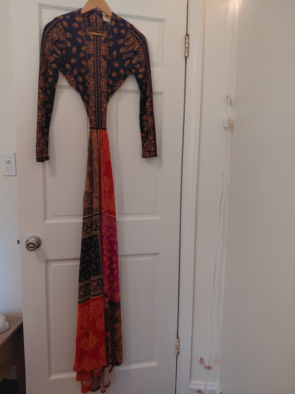 FARM Rio Long Sleeve Mixed-Print Maxi Dress